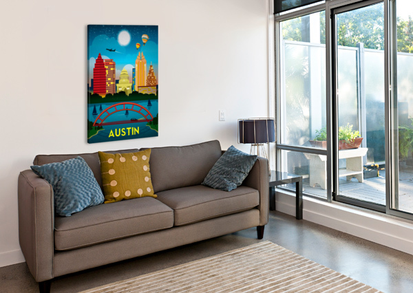 Austin Texas Vintage Travel Posters Bridge 08x12inch(20x30cm) Canvas  Painting Poster And Print Wall Art Picture for Living Room