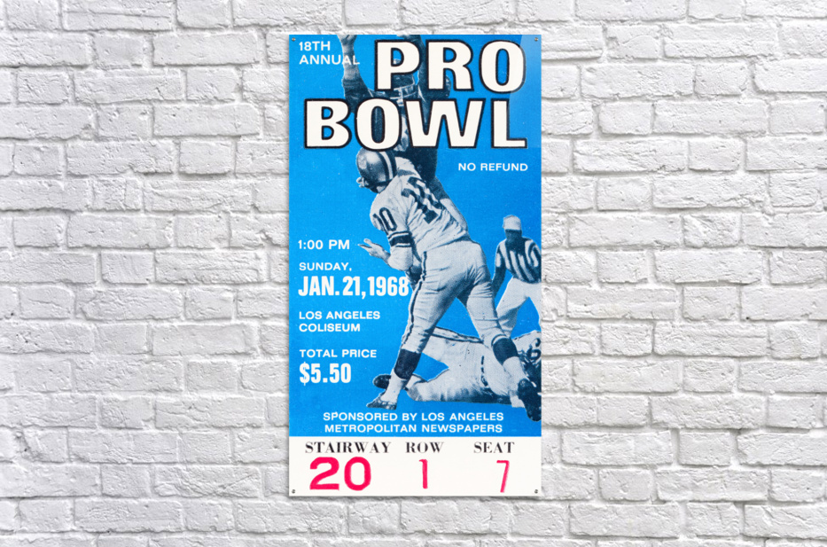1968 Pro Bowl Football Ticket Stub Print - Row One Brand