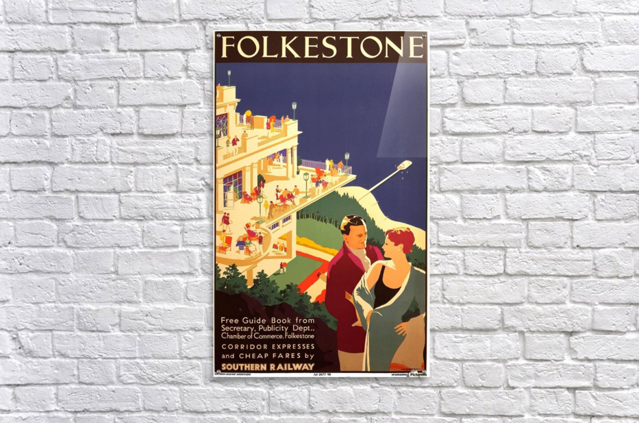 English Art Deco Travel Poster for Folkestone by Danvers, 1934 - Vintage  Posters By La Belle Epoque