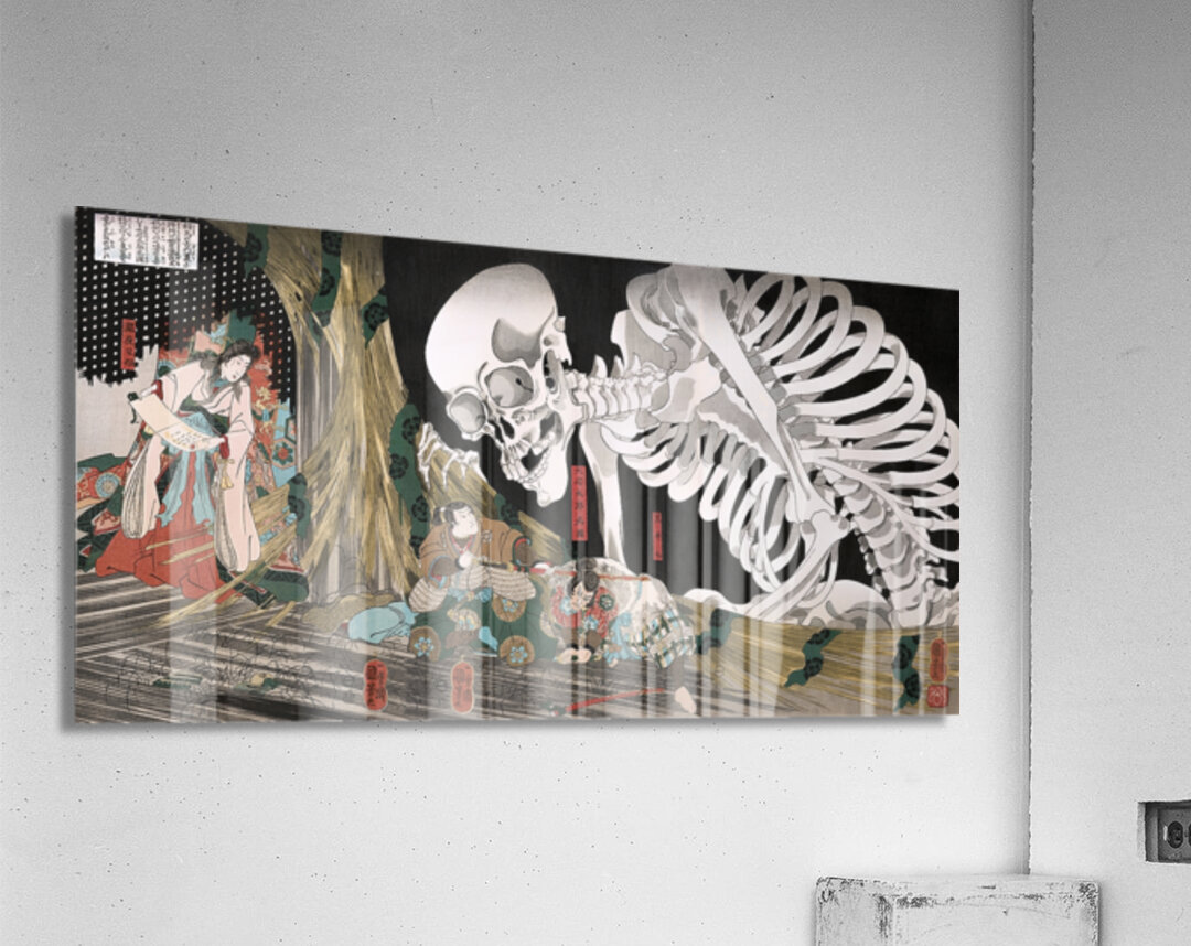 Mitsukuni Defying the Skeleton Specter [1910] by Utagawa
