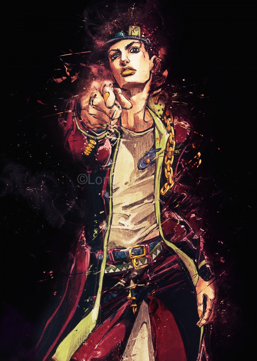 Illustration of jotaro kujo from jojo's bizarre adventure