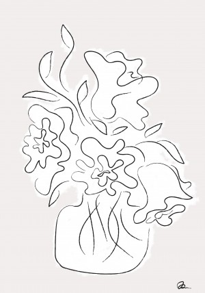 Flower Bouquet Grey