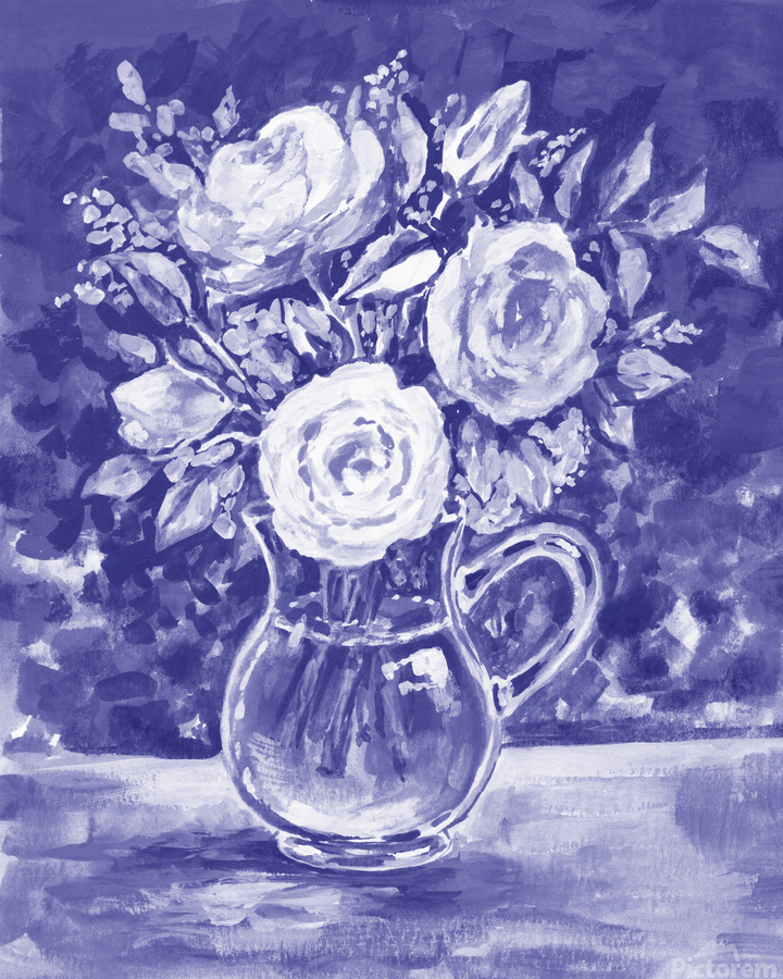 Flowers Roses Bouquet In The Vase Purple Blu - Irina Sztukowski