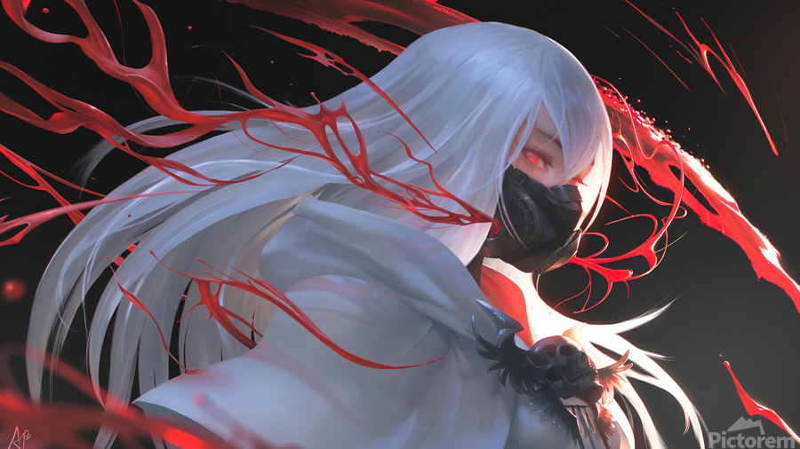 Anime girl white hair mask fantasy - Ukepsahom Anime girl white hair mask fantasy - Ukepsahom