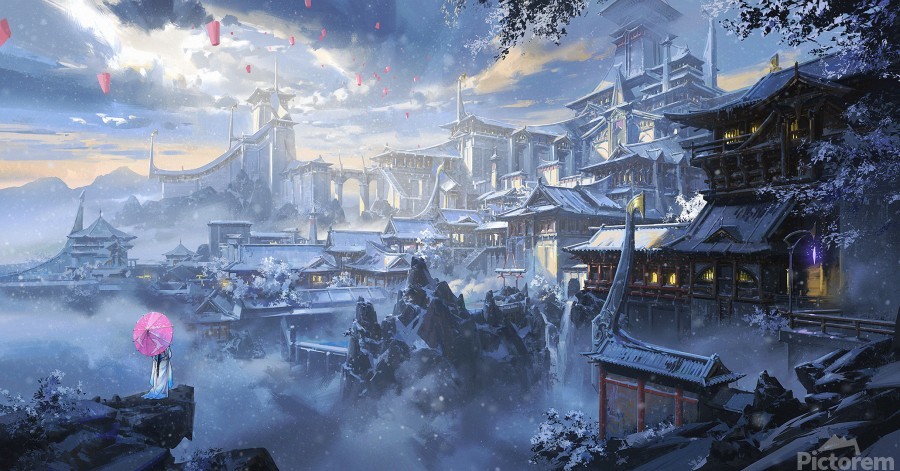 fantasy city snow building - Coolbits Artworks
