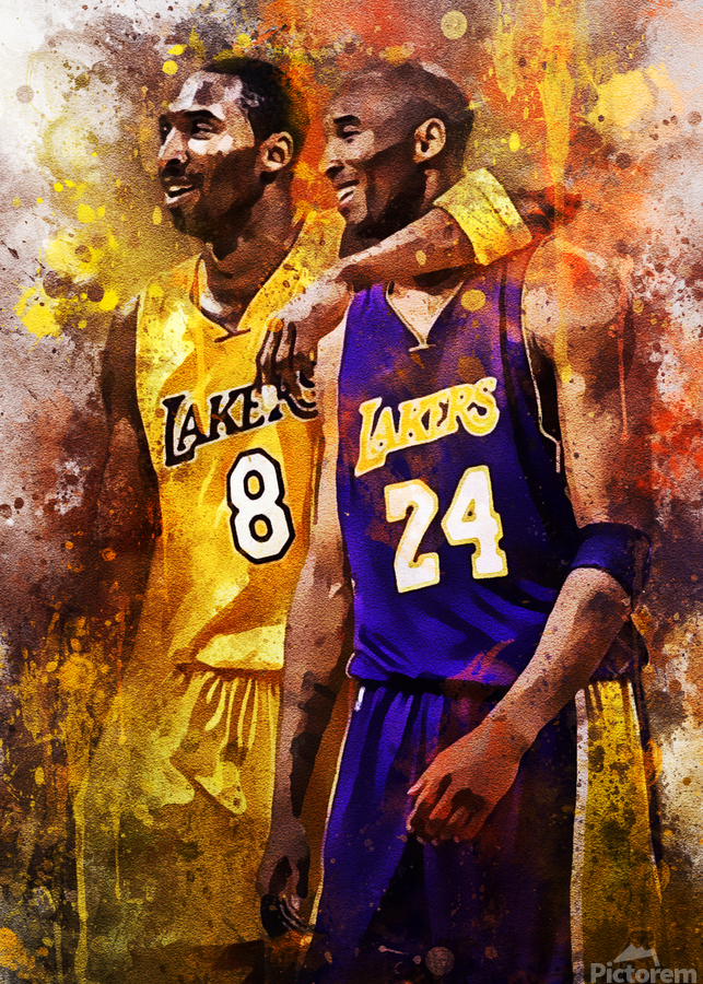 Kobe Bryant Jersey Poster LA Lakers 08/09 Retro Artwork 