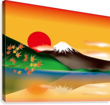 Sunset Mountain Modern Art Wall Decor for Living Room/Bedroom, Hill Natural  Handscape Orange Blue Sky Large Canvas Art Painting Framed Ready to Hang