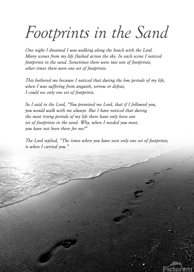 Footprints In The Sand Poem Printable Version Footsteps