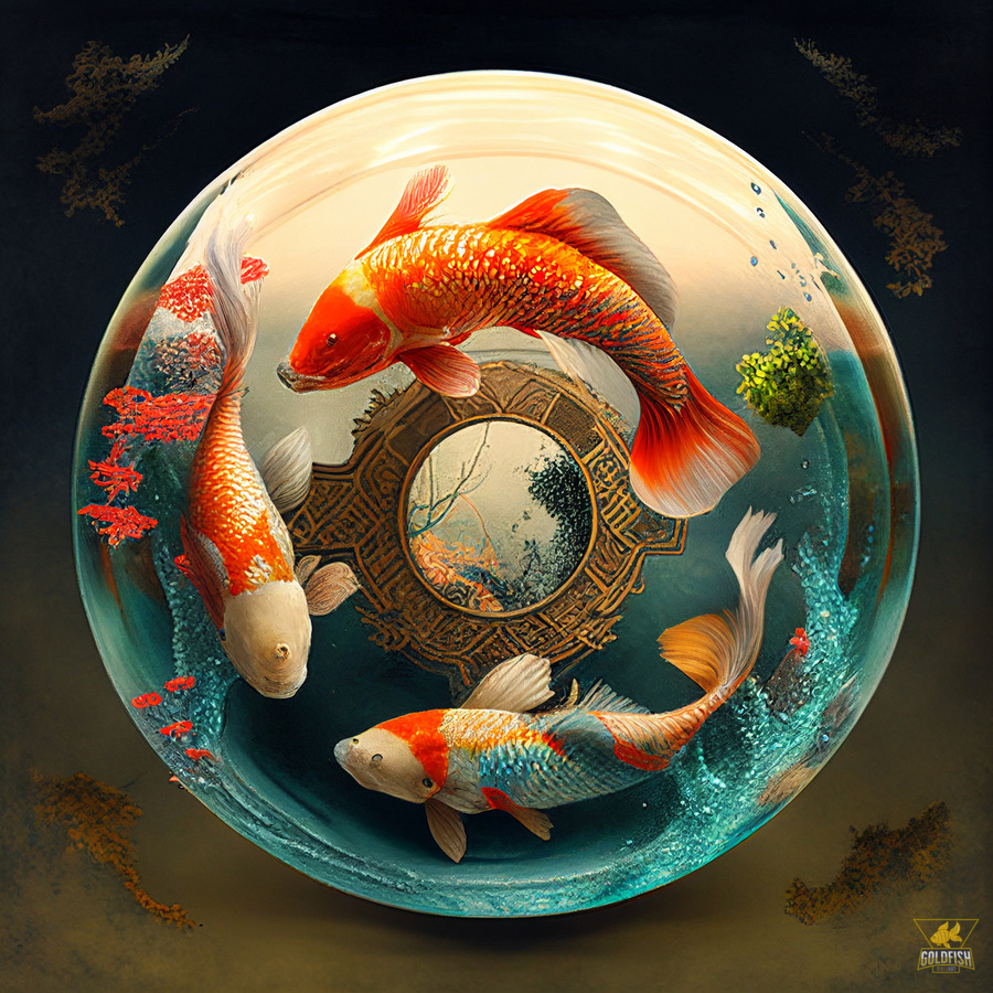 koi fish feng shui painting art - Goldfishwallart