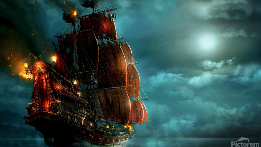 Impression sur toile style bateau pirate vintage grande taille 60 x 80 cm