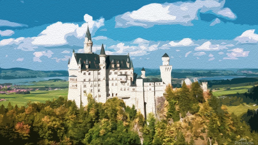 Drawing sketch neuschwanstein castle Royalty Free Vector