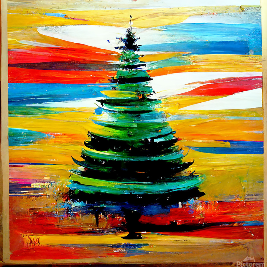 Christmas Tree Kandinsky Inspired Decorative Art Digital