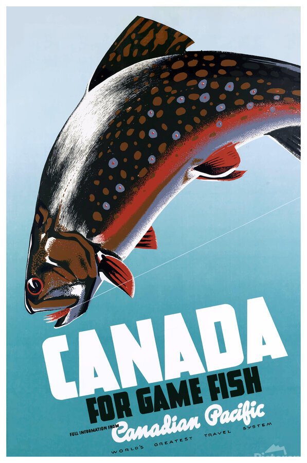 1942 CANADA For Game Fish Travel Poster - Retrographics
