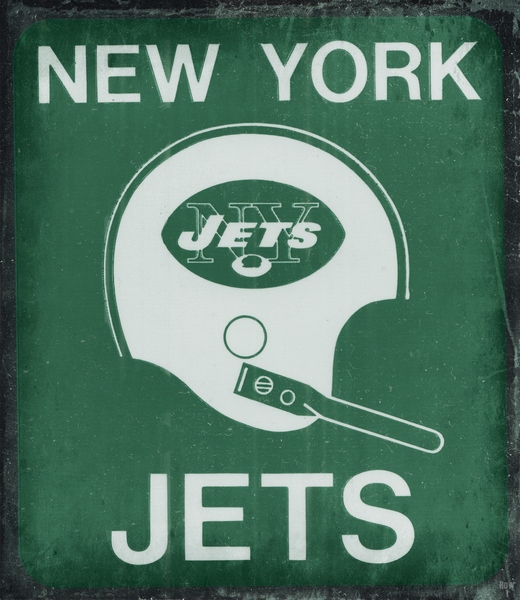 Eighties Retro New York Jets Helmet Art - Row One Brand