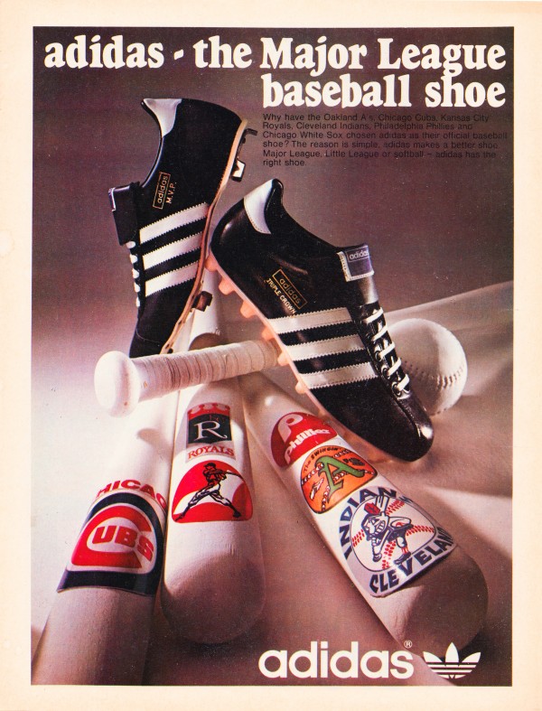 Egypten stavelse Økologi 1977 Adidas Baseball Shoe Ad Poster - Row One Brand