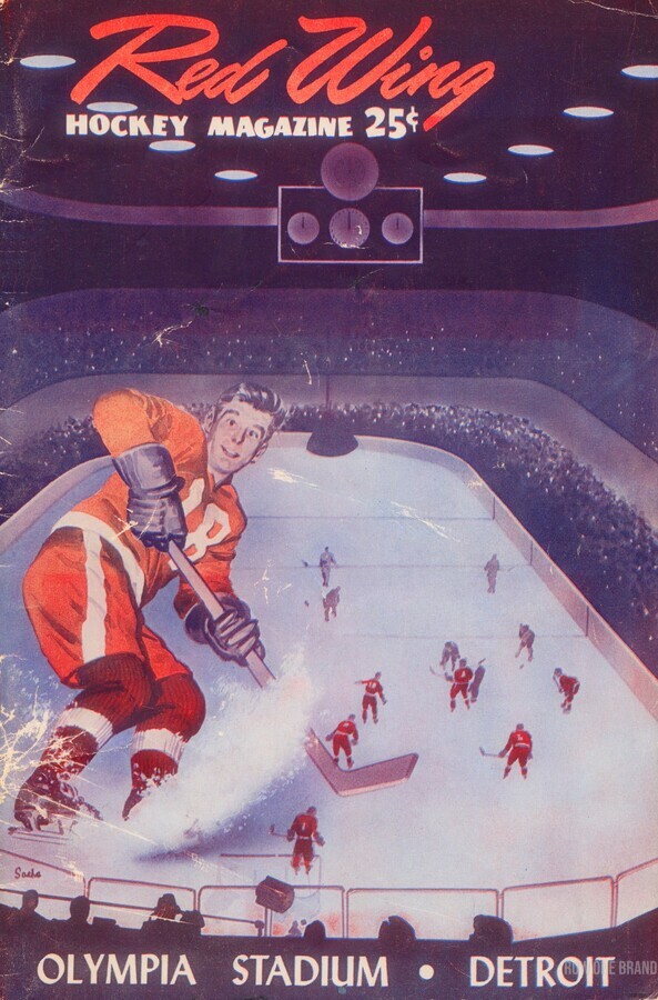 1954 Vintage Detroit Red Wings Hockey Program Cover Digital Reproduction 