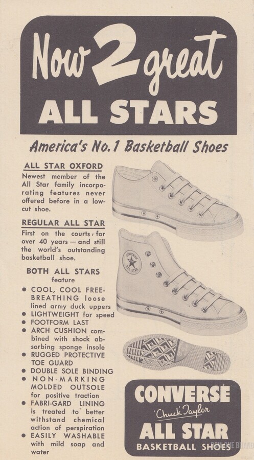 anunciar paso familia 1957 Converse All Star Oxford Shoe Advertisement Vintage Ad Reproduction  Art - Row One Brand