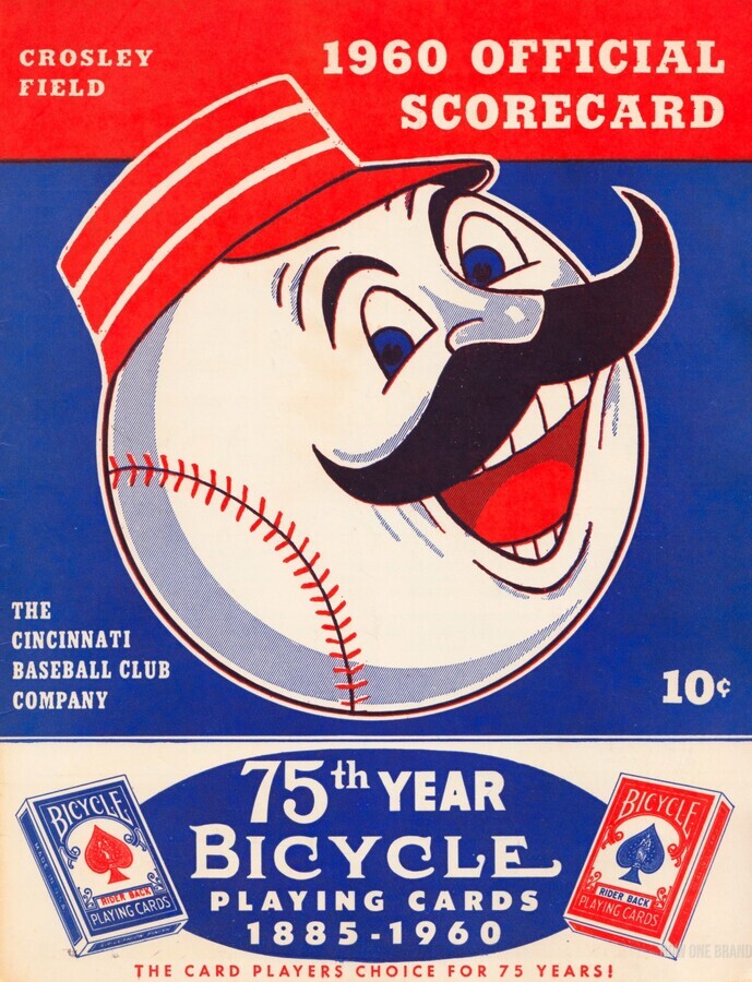 1960 cincinnati reds scorecard metal sign baseball art prints wood sports  posters retro - Row One Brand