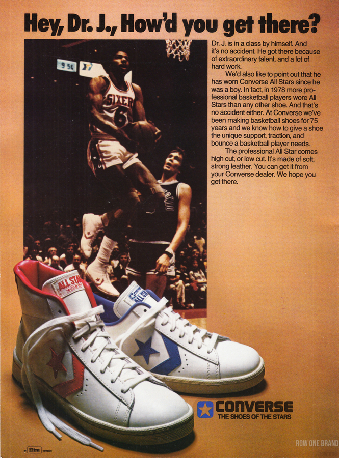 Oppervlakte Begeleiden Omgeving 1978 Dr. J Converse Shoe Ad Poster - Row One Brand