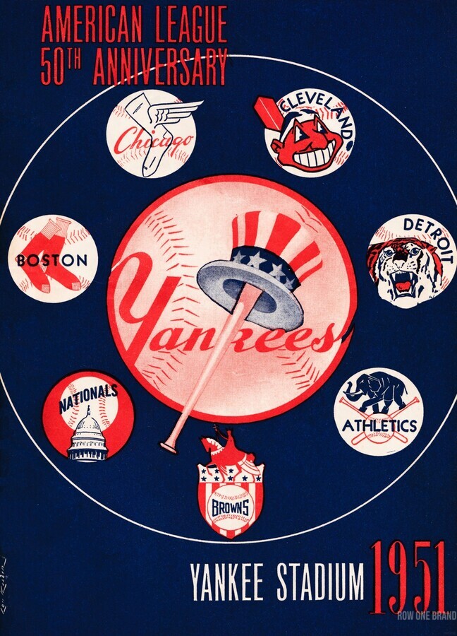 1951 New York Yankees Baseball Program Art - Row One Brand