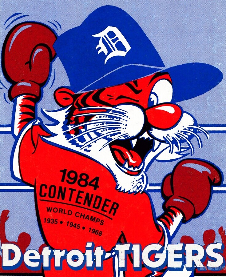 vintage detroit tigers poster retro sports art 1980s posters - Row One Brand