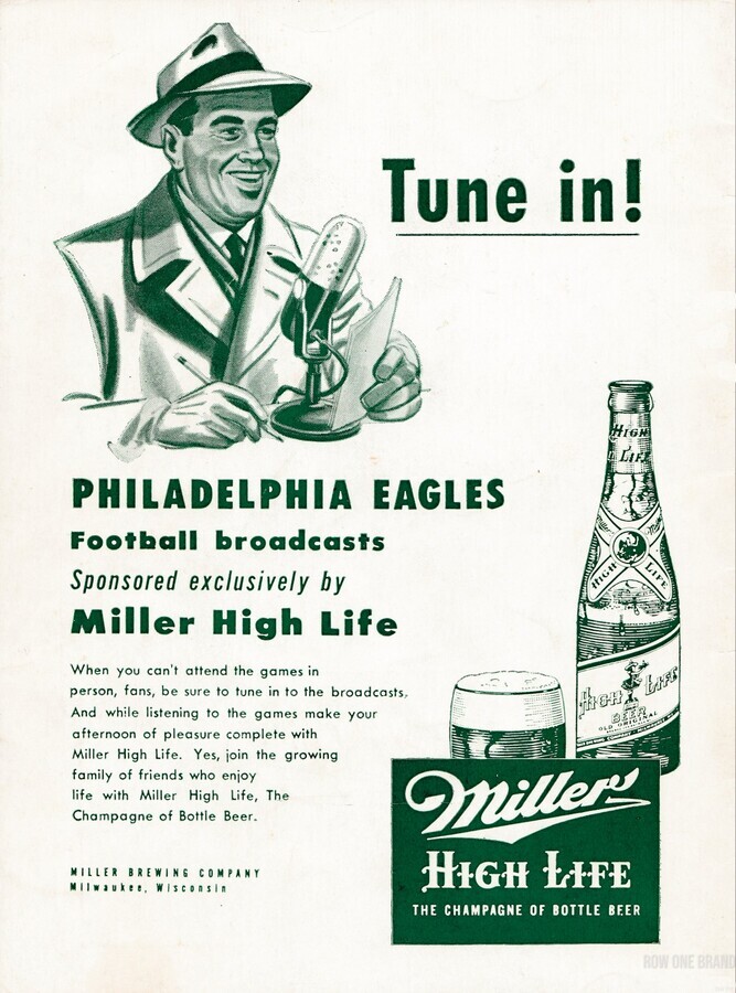 vintage philadelphia eagles miller high life ad poster - Row One Brand