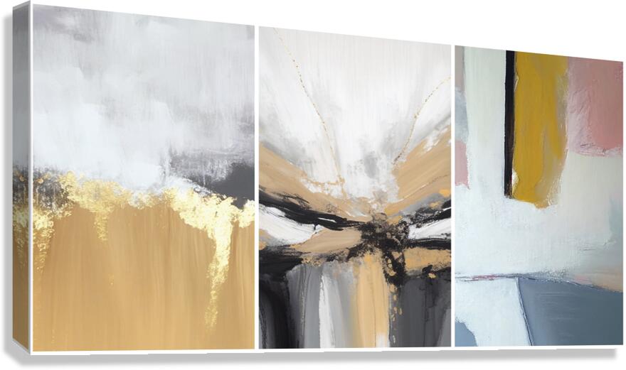 Modern Abstract Artscape: A Triad of Original Paintings for