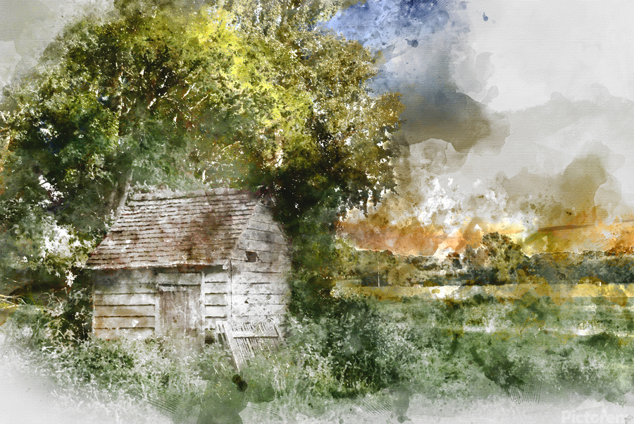 Digital watercolor painting of Stunning landscape image of old d - Matthew  Gibson