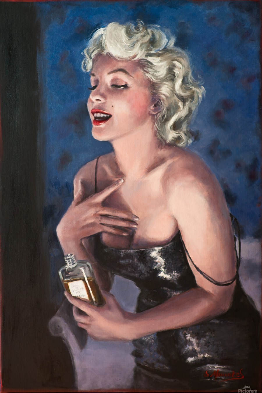 Marilyn in CHANEL 5 oil painting portrait 1 - Jocelyne maucotel