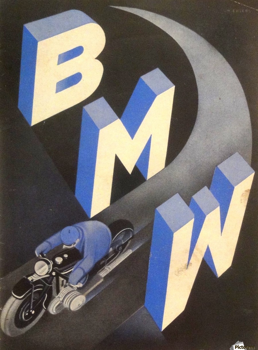 1930 BMW art deco poster - VINTAGE POSTER