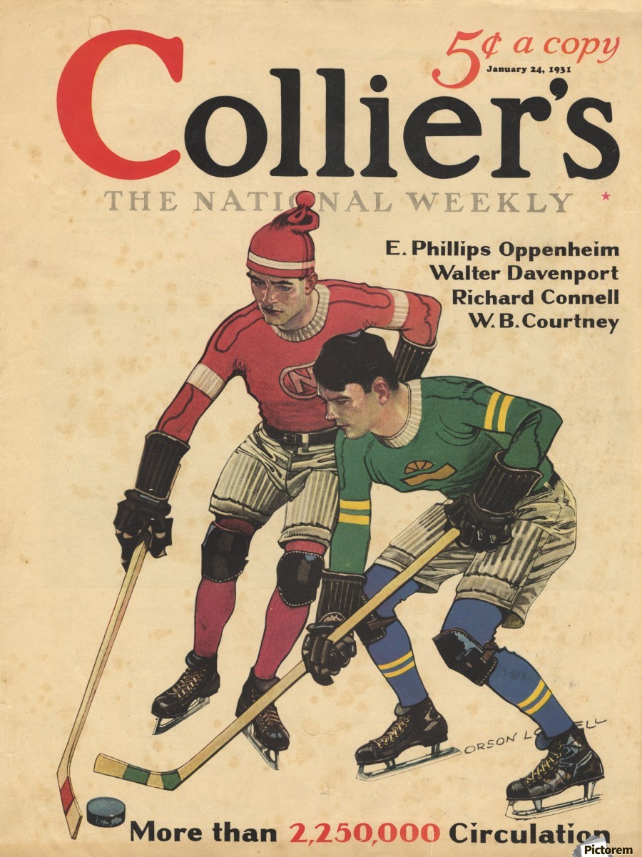 Vintage Retro Old School Hockey Poster by Ocean Front Art