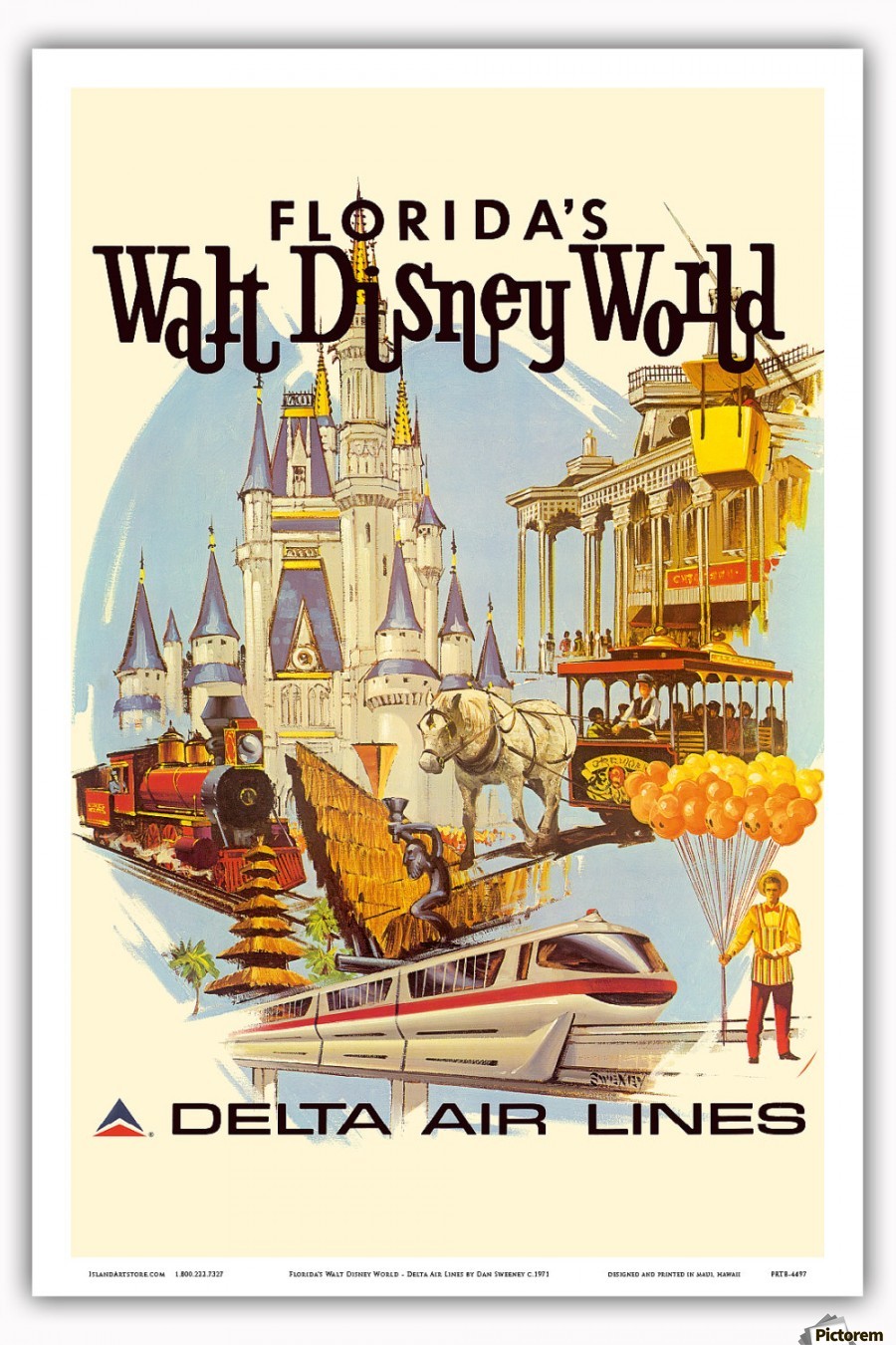 tone detektor Fremragende Florida Walt Disney World Delta Air Lines Poster - VINTAGE POSTER