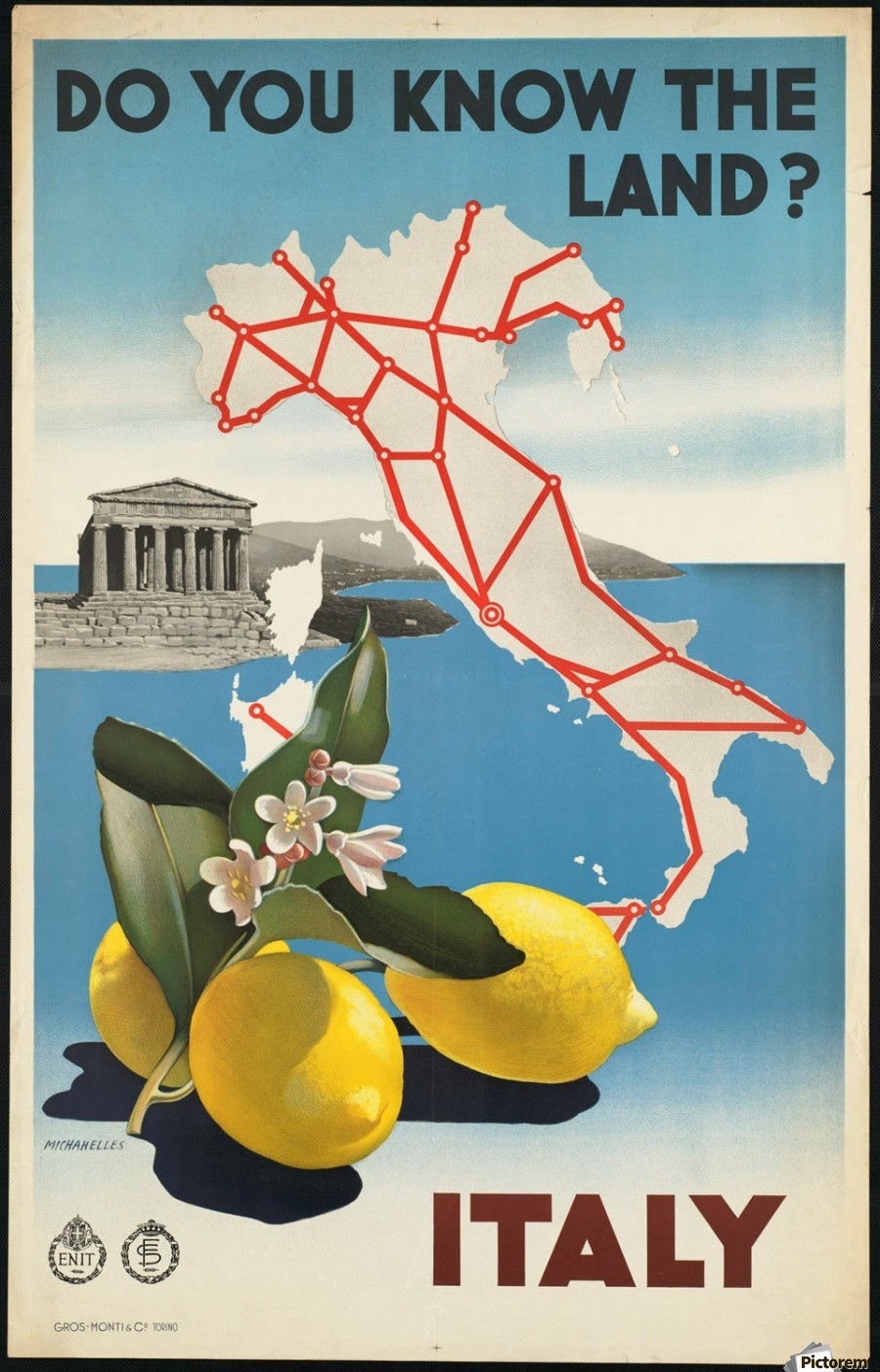 Uitwisseling Vlot gevangenis Italy vintage travel poster - VINTAGE POSTER
