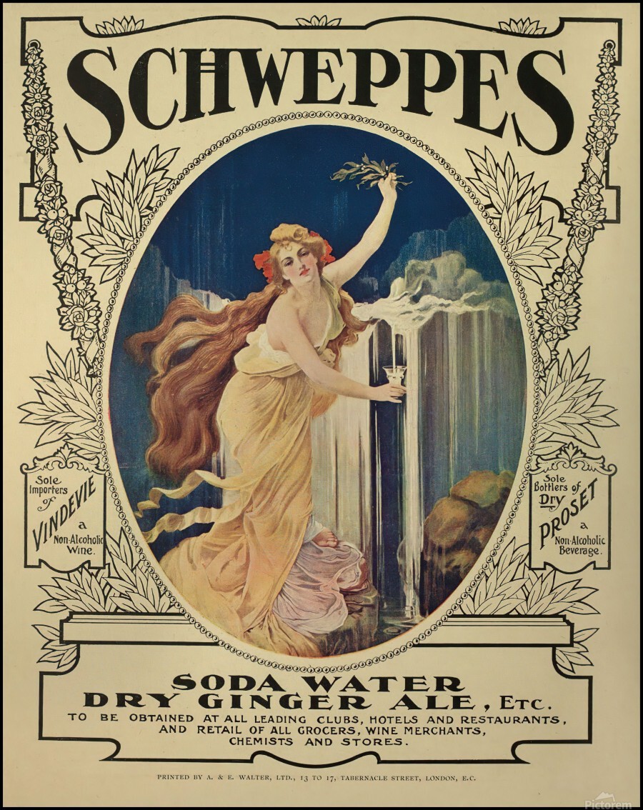 Art nouveau poster for Schweppes in 1908 - VINTAGE POSTER