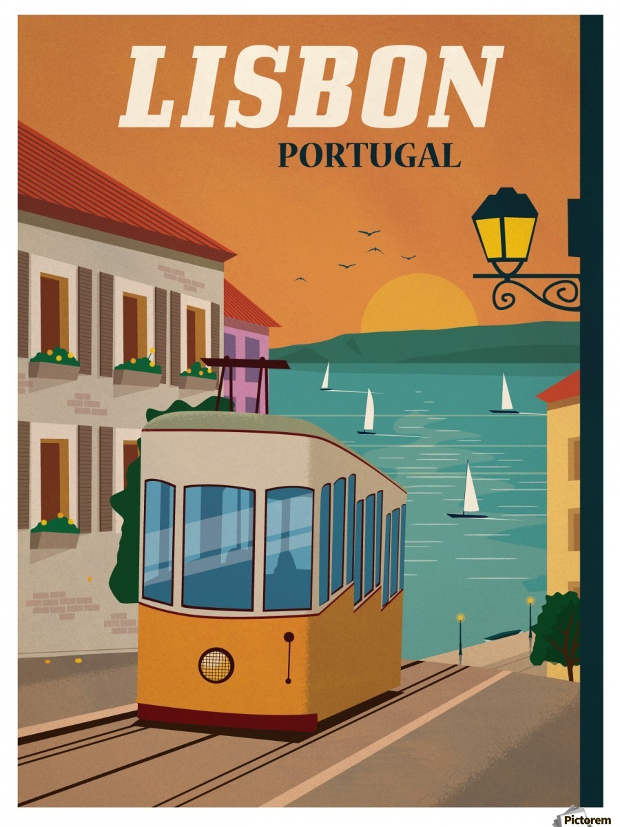 Vintage Lisbon travel poster - VINTAGE POSTER