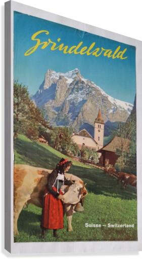 1960 Grindelwald Switzerland original vintage poster  Canvas Print