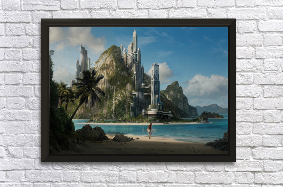Tropical Paradise of the Future by Coolbits Artworks Wall Art