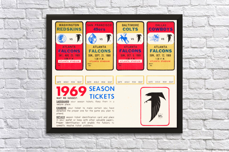 1969 Atlanta Falcons Season Tickets Canvas - Row One Brand