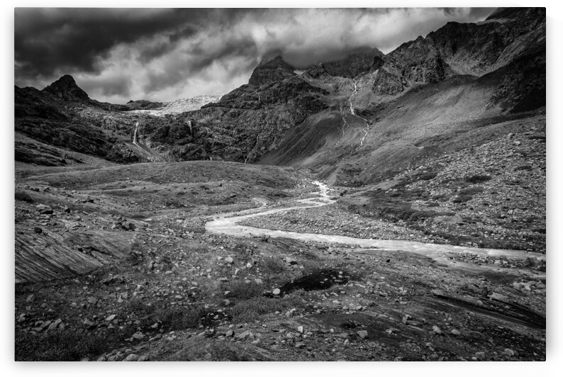 mountains and stream near the fellaria glacier. by Gualtiero Boffi