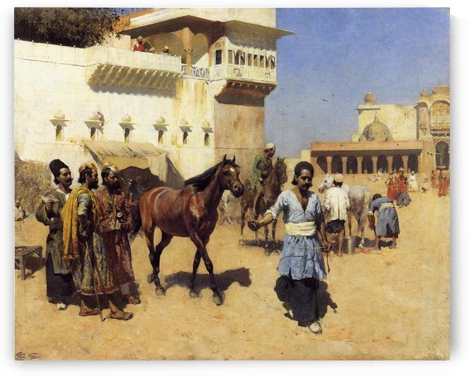 Horse Market, Persian Stables, Bombay by Edwin Lord Weeks