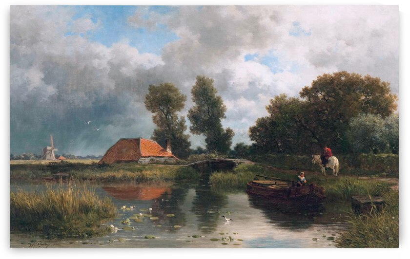 Tying up the boat near the farm by Willem Roelofs