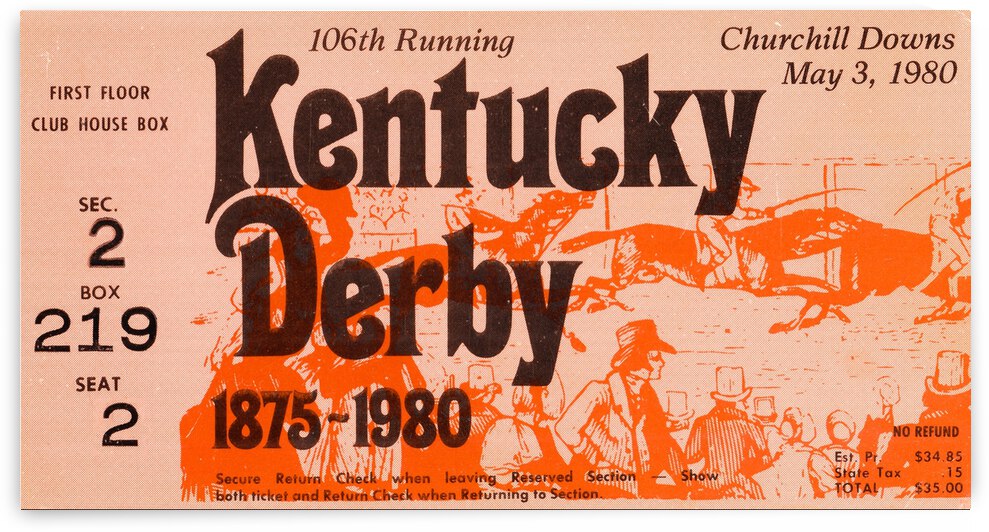 1980 Kentucky Derby Ticket Stub Wall Art by Row One Brand