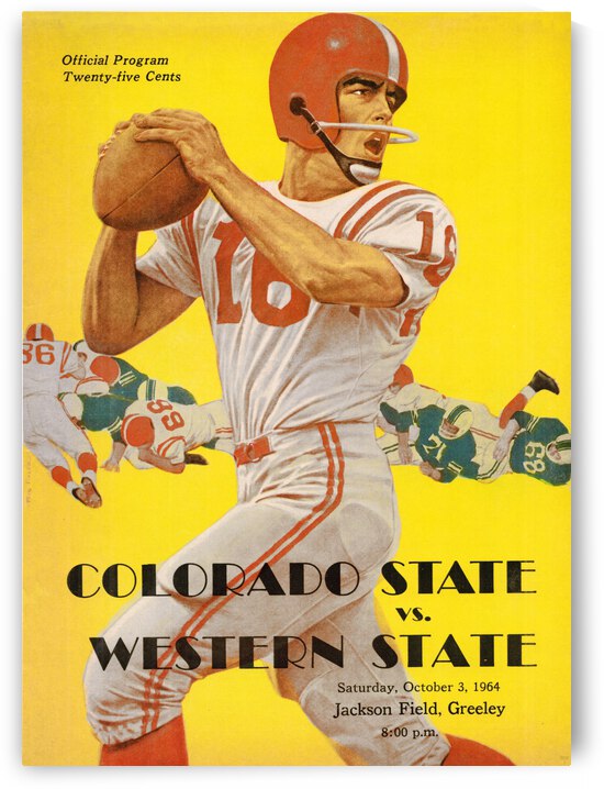 1964 Colorado State College Bears vs. Western State Mountaineers Fred Fixler Art by Row One Brand