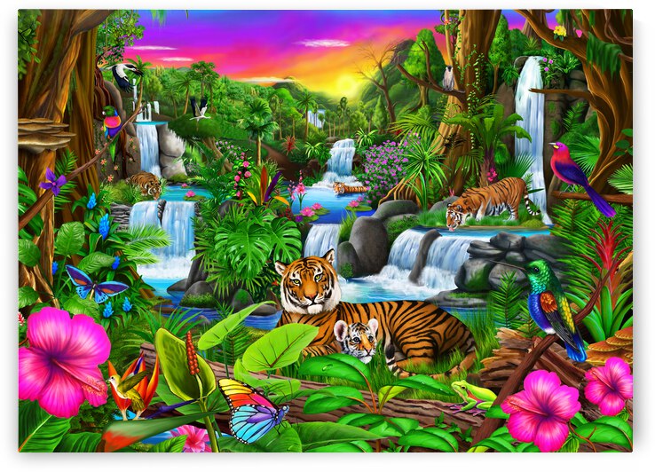 Tigers Jungle Paradise by GeraldNewtonCosmicArt