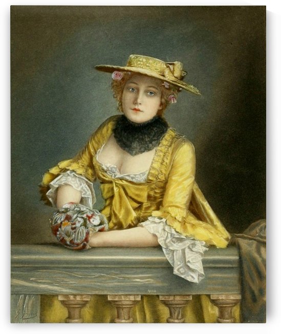 Lady in yellow dress by Gustave Jean Jacquet