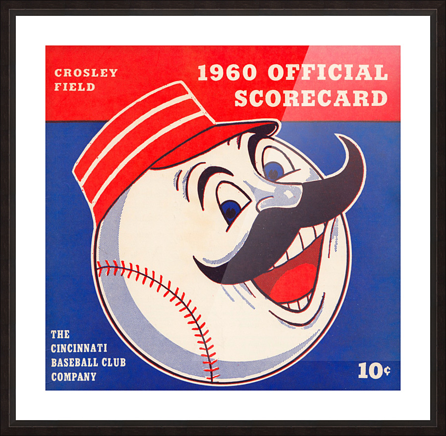retro cincinnati reds scorecard metal sign baseball art prints wood sports  posters vintage - Row One Brand