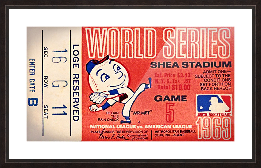 1969 New York Mets Game 5 Ticket Art  Framed Print Print