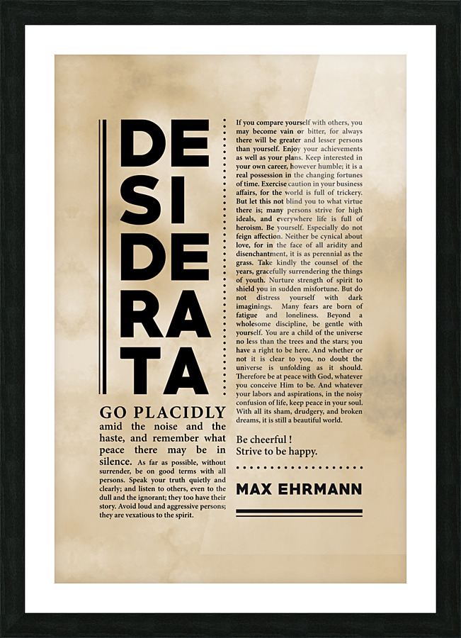 Desiderata Max Ehrmann - Typographic Print - Literary Poster 20 - Studio Grafiikka