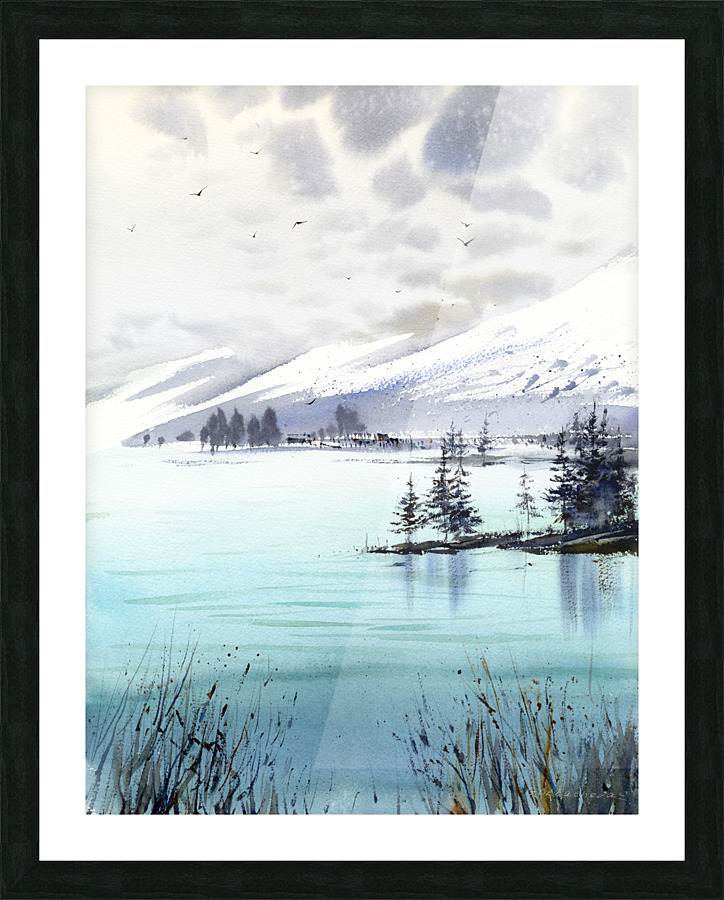 Turquoise mountain lake  Impression encadrée