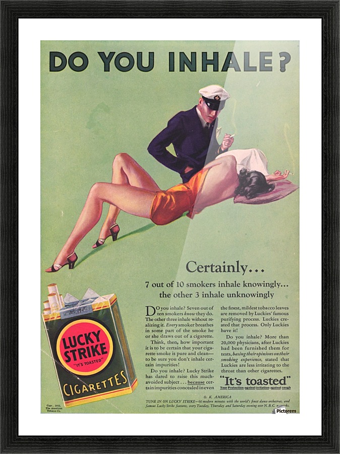 Lucky Strike Cigarette Print Ad, Make it Smooth. Make it Luckies. Print Ad
